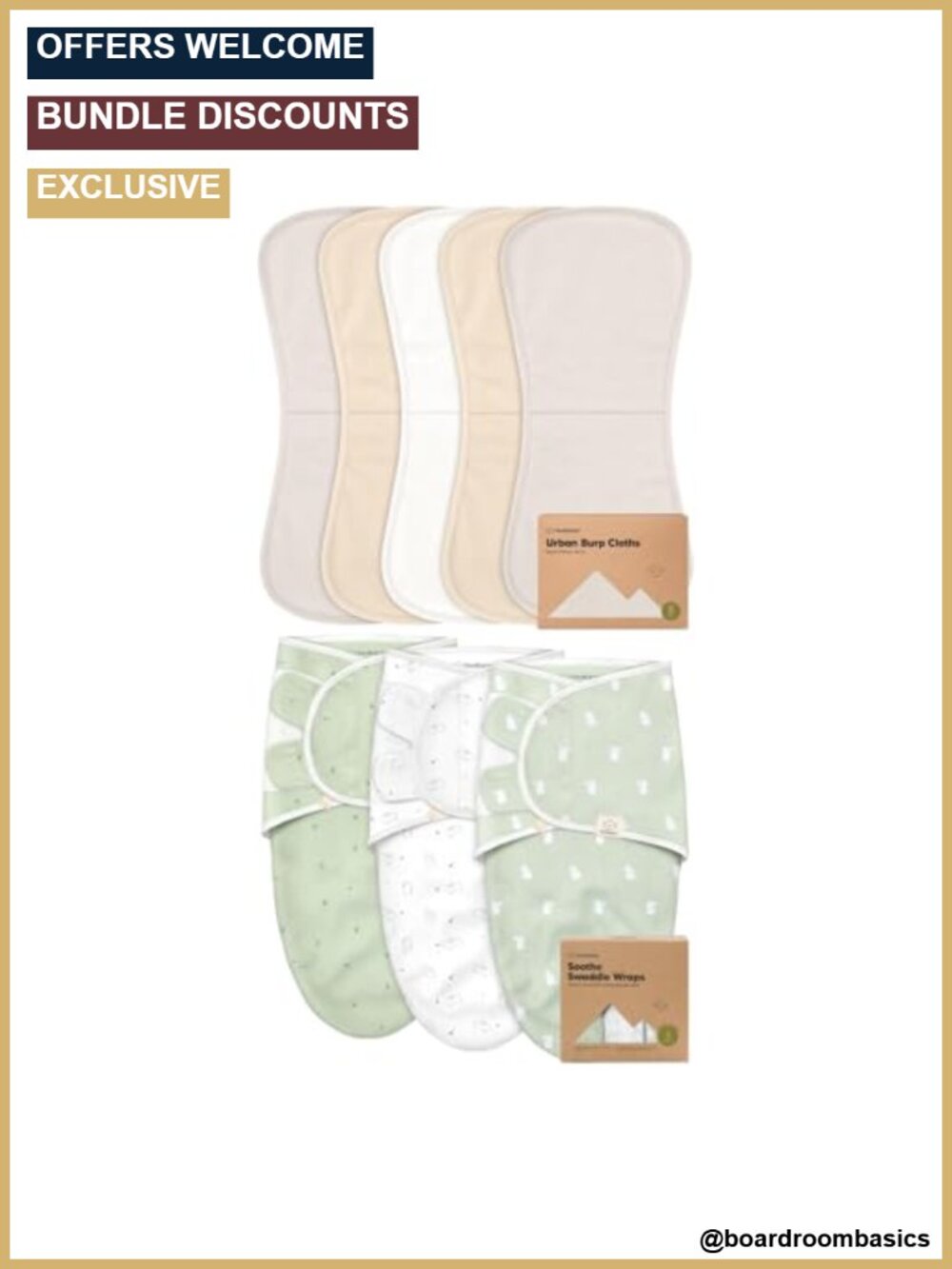 Baby Burp Cloths & Swaddle Sleep Sack Set Cotton Absorbent